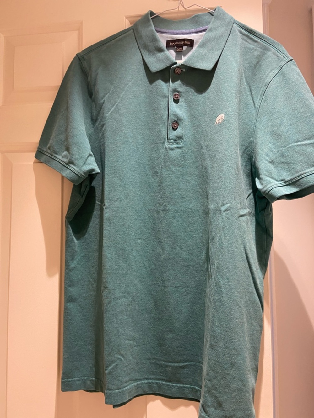 Banana Republic Men's Seafoam Green Polo Shirt